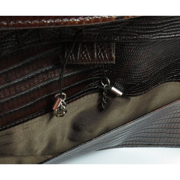 Vintage Brahmin  Alligator Embossed Leather Brown Clutch Wallet Organizer USA - Picture 8 of 11